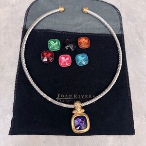 Joan Rivers Silver Gold Tone 18” Chocker w/Slide Pendant and Coloured beads.